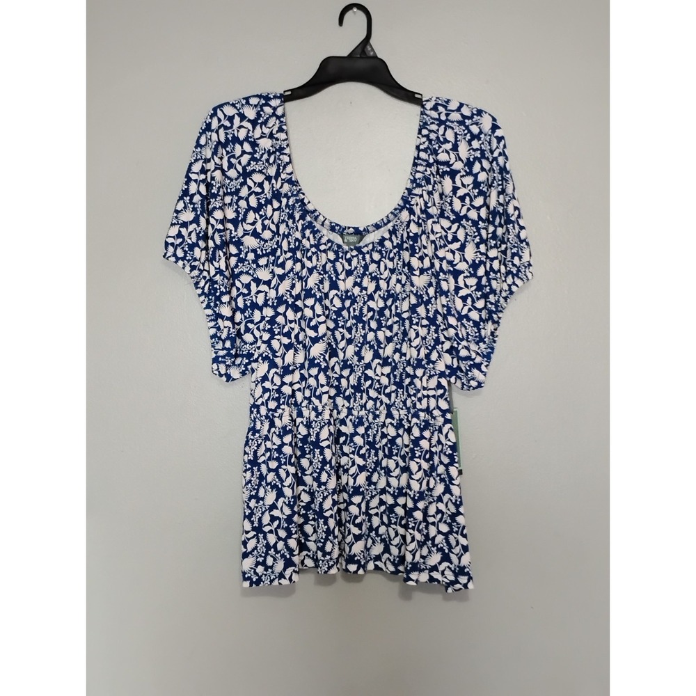 Terra & Sky Women's Peplum Top With Short Puff Sleeves, Size 4X
